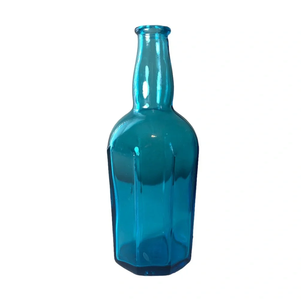 Blue Glass Mid Century C/O Japan Vintage Bottle
